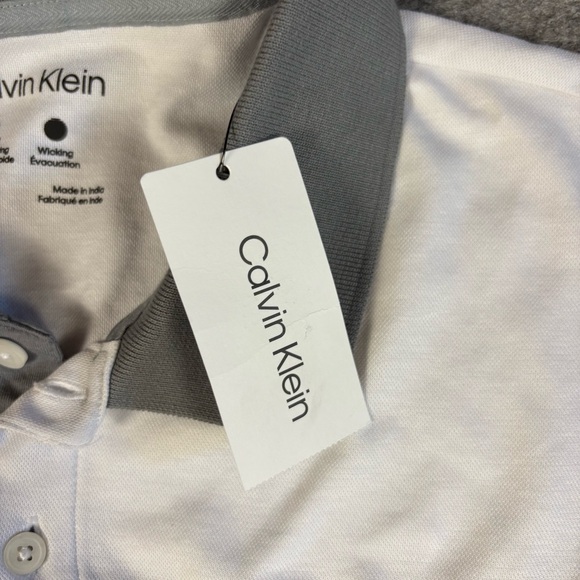 Calvin Klein Men's Quick Drying Wicking Polo Shirt NWT New Grey White XL - Picture 5 of 8